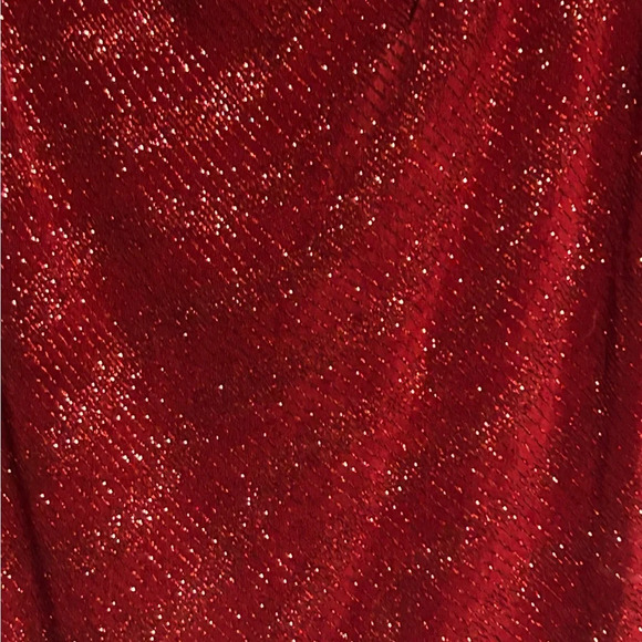 Joanna Chen Women's Medium Red Sparkle Cowl Neck Top Split Bell Sleeve Christmas - Picture 2 of 11